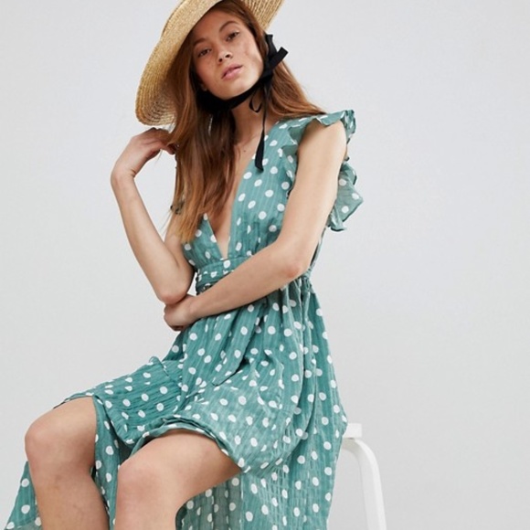 green polka dot dress asos